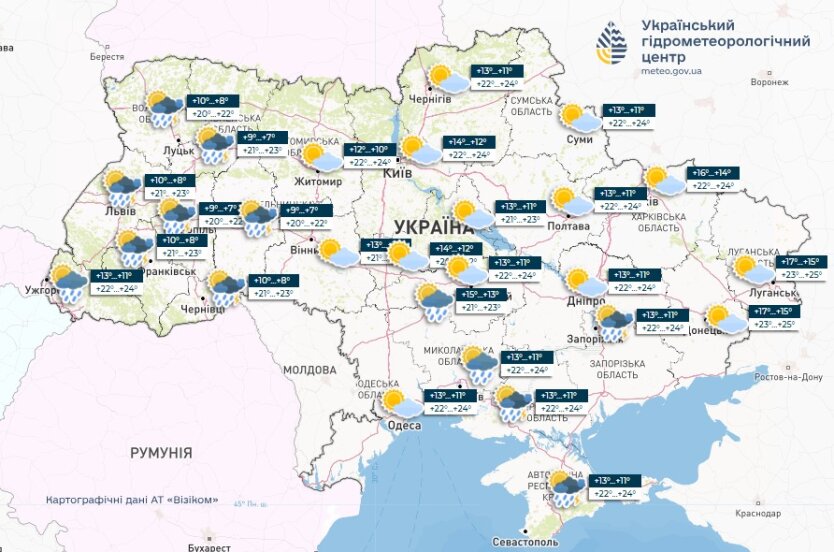 Карта Украины с маркерами регионов